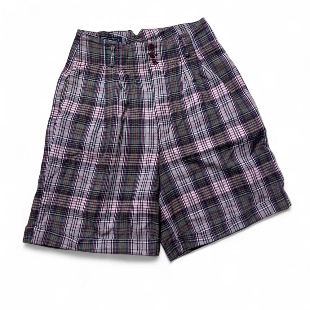 BEST American Clothing Co. 90s Vintage Pink Plaid Cotton Bermuda Shorts 24”